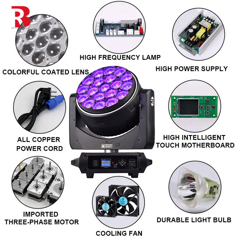 LED Bee eye 19PCS 40W RGBW 4in1 LED Moving Head Stage Light For Wedding