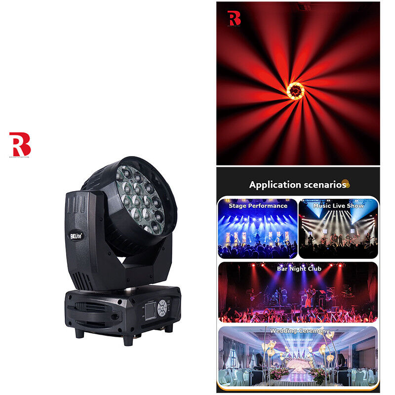 Wash LED Zoom 19pcs 15W Sharpy Beam Moving Head Stage Light RGBW Infinite Mixture For Wedding