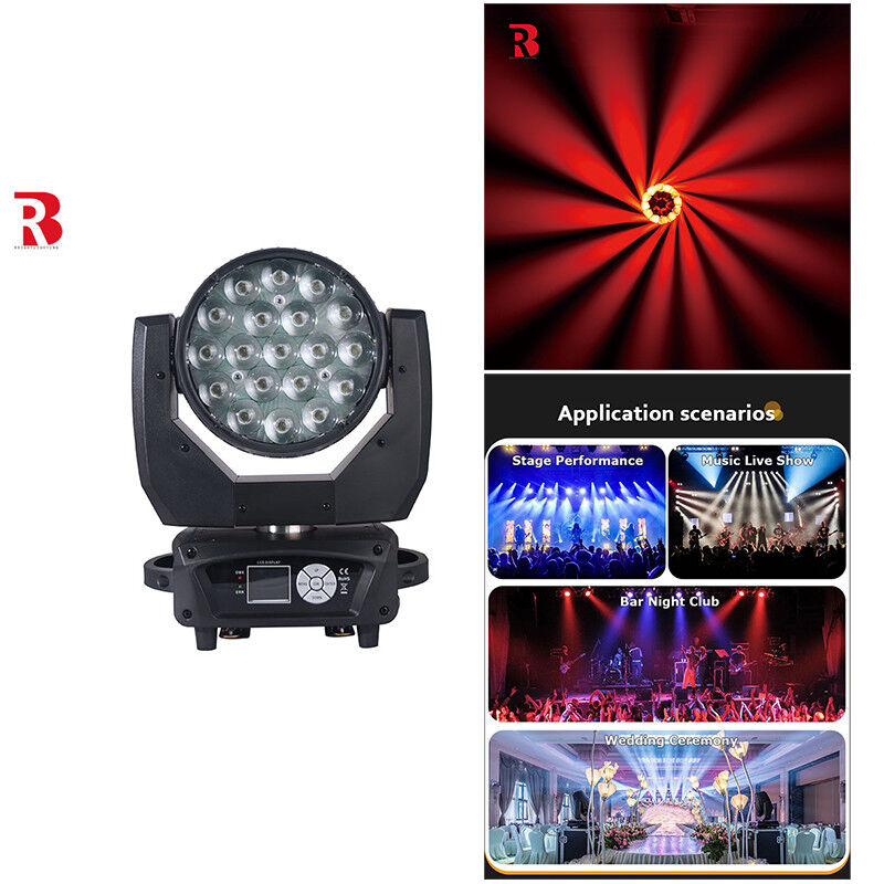 LED Moving Head ZOOM And Rotation 19pcs 15W 4-In-1 Beeye Beam Stage Light