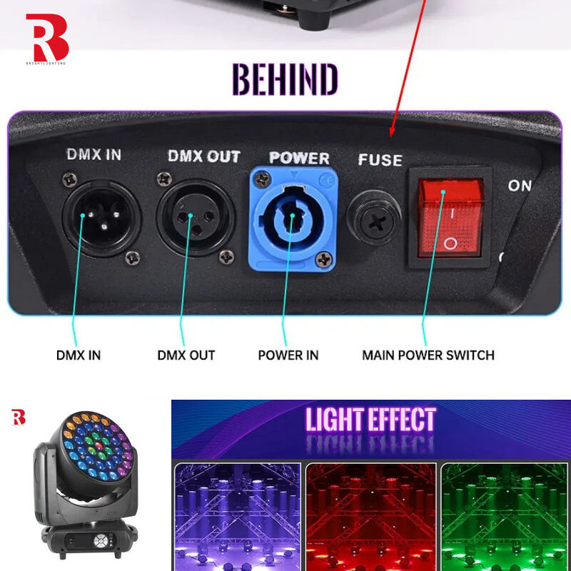 Full Control Over Lighting RGBW 4in1 LED Moving Head Light For Music Performances