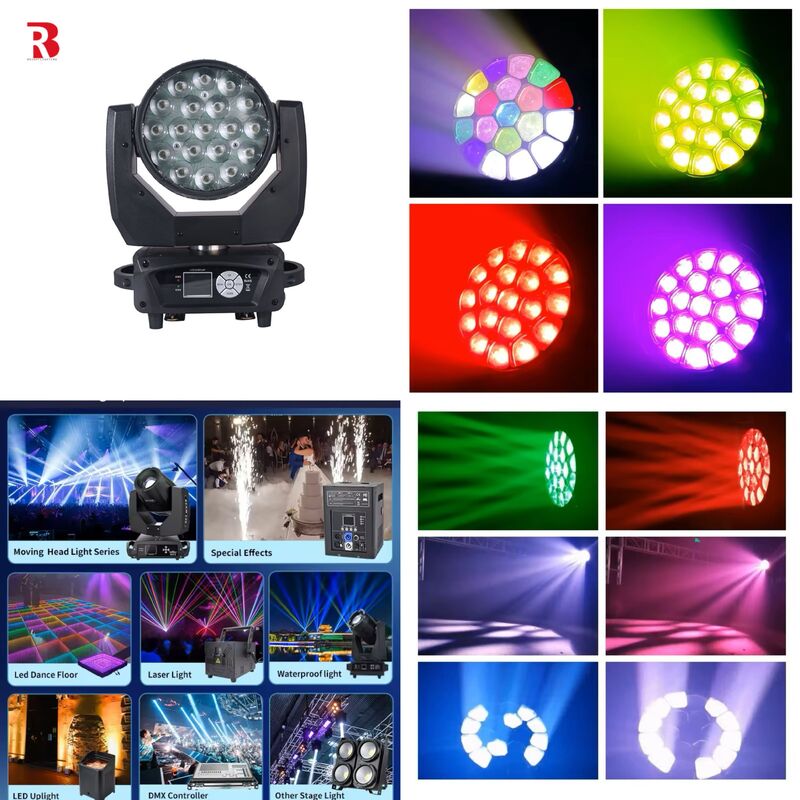 LED Moving Head 19*15 RGBW Beeye Stage DMX512 DJ Light ZOOM For Disco Bar