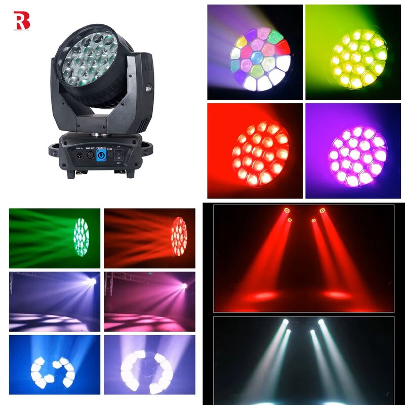 LED Moving Head 19*15 RGBW Beeye Stage DMX512 DJ Light ZOOM For Disco Bar