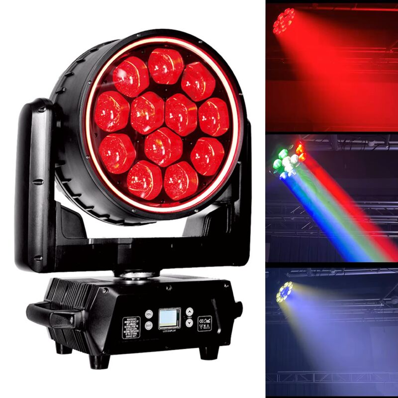 LED 4in1 DMX Moving Head Light Beeye Stage 12*40W RGBW Zoom Wash For Concert