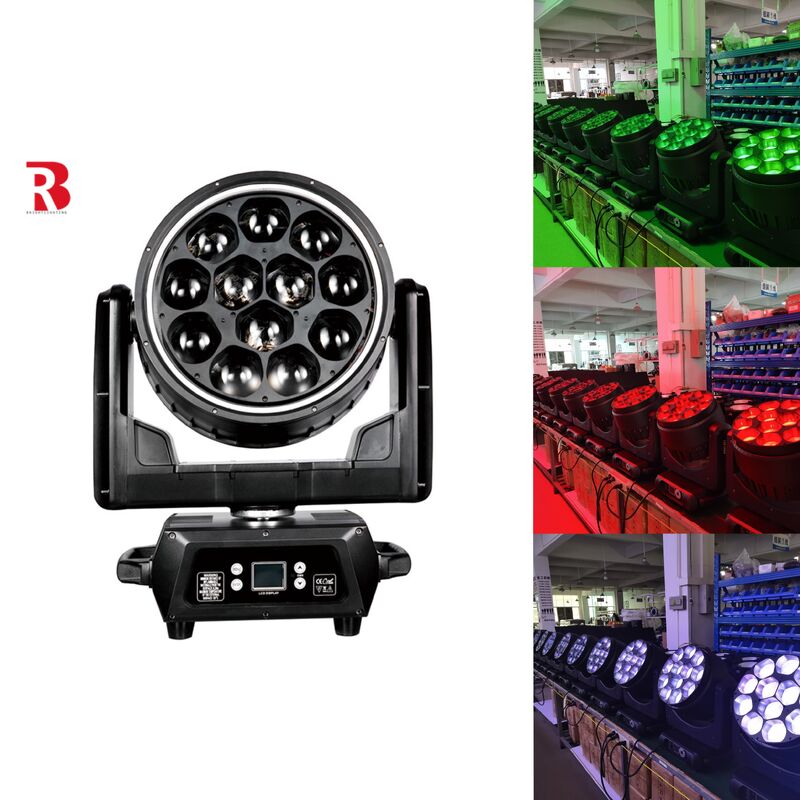 LED 4in1 DMX Moving Head Light Beeye Stage 12*40W RGBW Zoom Wash For Concert