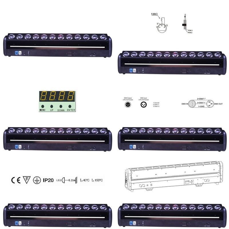 12x30W 4-In-1 RGBW LED Beam Bar Moving Head Beam Laser Stage Lights For Event