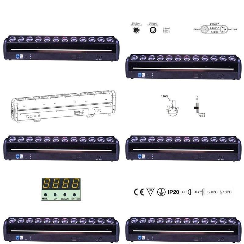 Moving Head Beam Laser Stage Lights  4-In-1 RGBW LED Beam Bar 12 30W For Event