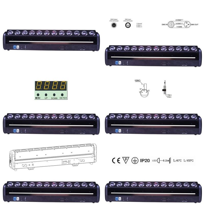 Moving Head Beam Laser Stage Lights  4-In-1 RGBW LED Beam Bar 12 30W For Event