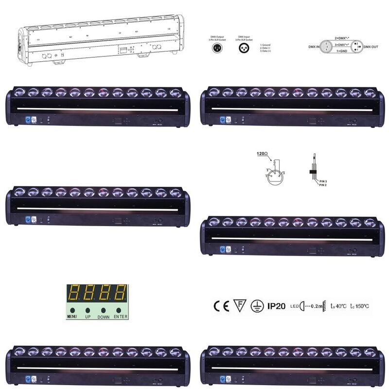 Moving Head Beam Laser Stage Lights  4-In-1 RGBW LED Beam Bar 12 30W For Event
