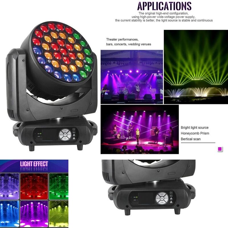 DMX Controlled 37*15W RGBW 4in1 Strobe LED Wash Moving Head Light For Discos
