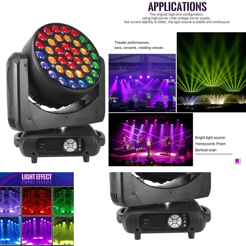 DMX Controlled 37*15W RGBW 4in1 Strobe LED Wash Moving Head Light For Discos