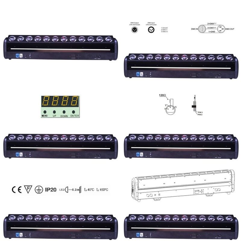 Moving Head Beam Laser Stage Lights 12x30W 4-In-1 RGBW LED Beam Bar For Event